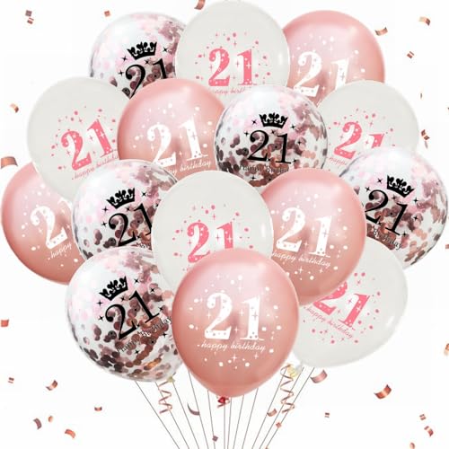 Yunchu Online 21. Geburtstag Luftballons Happy 21th Birthday Ballons Rose Gold 21. Geburtstag Dekoration 21 Jubiläum Geburtstagsparty Deko für Mädchen Jungen 21. Geburtstag Jubiläum Zubehör von Yunchu Online