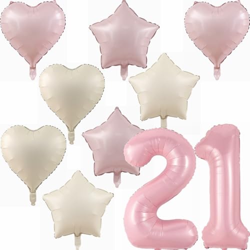 Yunchu Online 21. Geburtstagsdeko Mädche Rosa Luftballons Deko Luftballons 21 Rosa 40" Folienballon Zahl 21 Luftballon Geburtstag Zahl 21 Rosa Mädchen Rosa Deko für Mädchen 21. Geburtstag Party Deko von Yunchu Online