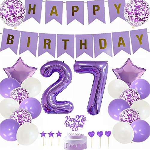 Yunchu Online 27. Geburtstag Dekoration Mann Frau Lila Tortendeko Geburtstag Lila White Party Deko 27. Geburtstag Party Deko 27 Geburtstag Mann Frau Deko Geschenk 27 jahre Geburtstag Deko Ballon von Yunchu Online