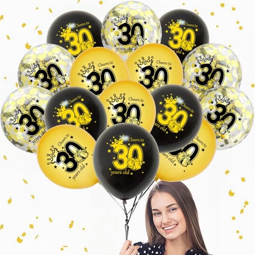 Yunchu Online 30. Geburtstag Luftballons 30. Geburtstag Dekoration Schwarz Gold Party Deko 30 jahre Geburtstag Deko 30 Jubiläum Geburtstagsparty Deko für 30 Geburtstag Mädchen Junge Deko Geschenk von Yunchu Online