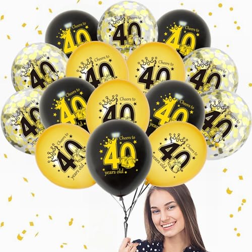 Yunchu Online 40. Geburtstag Luftballons 40. Geburtstag Dekoration Schwarz Gold Party Deko 40 jahre Geburtstag Deko 40 Jubiläum Geburtstagsparty Deko für 40 Geburtstag Mädchen Junge Deko Geschenk von Yunchu Online