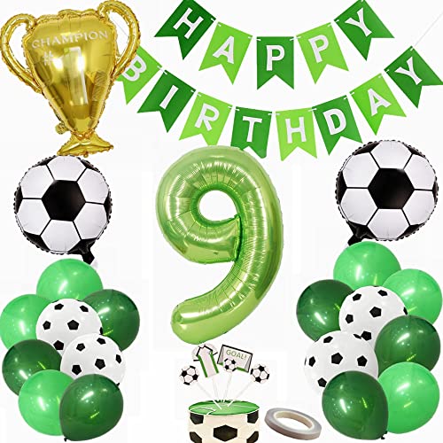 Yunchu Online Fußball Luftballon 9. Geburtstag Dekoration Grün - Cake Topper, Party Deko, Luftballons für 9 Jahre Junge - Geschenk Yunchu Online Fußball Luftballon 9. Geburtstag Dekoration Grün - Cake Topper, Party Deko, Luftballons für 9 Jahre Junge - Geschenk von Yunchu Online