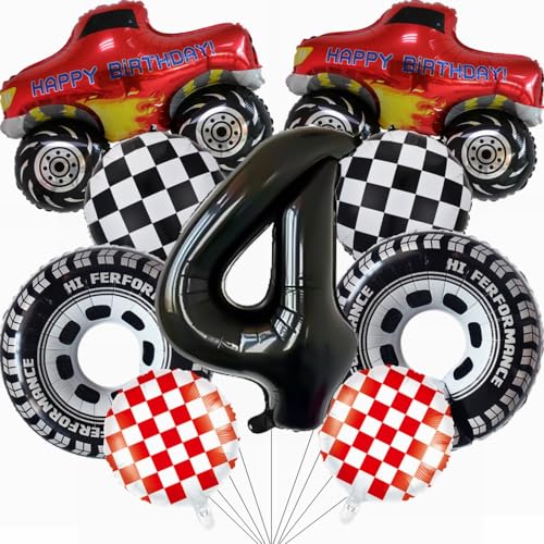 Yunchu Online Luftballon Auto Geburtstag Kit Monster Truck Cars Geburtstagsdeko Junge 4. Truck Geburtstag Dekoration Auto Thema Party Dekorationen für Monster Truck Rennen Auto Theme Party Supplies von Yunchu Online