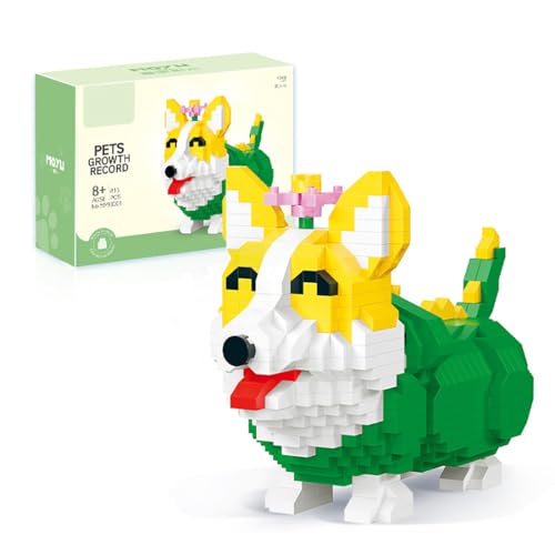 Yunigzmy Animal Corgi Micro Mini Bausteinset für Erwachsene, 819 Teiliges Hundebauset, Tiermodell Bausteinset (Corgi) von Yunigzmy