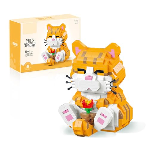 Yunigzmy Animal Orange Katze Micro Mini Bausteinset für Erwachsene, 834 Teiliges Hundebauset, Tiermodell Bausteinset von Yunigzmy