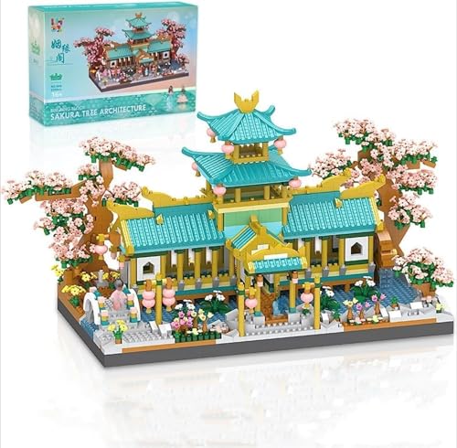 Garden Chinese Style Architecture Modellbausatz, 2350 Teile Marriage Pavilion Bausteinmodell, Klemmbausteine MOC Mini Bausatz Bauspielzeug, Nicht Kompatibel mit Großen Marken von Yunigzmy