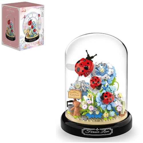 Yunigzmy Schmetterlings Blumenstrauß Baustein Set, Mini Bausteine Tiere, DIY-Insektenblumen, Botanische Sammlung, BAU-Display-Set für Heimdekoration, Ideen, Geschenk, Bauspielzeug von Yunigzmy