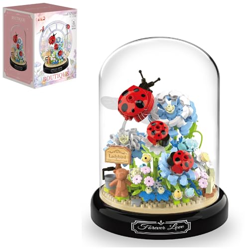 Yunigzmy Schmetterlings Blumenstrauß Baustein Set, Mini Bausteine Tiere, DIY-Insektenblumen, Botanische Sammlung, BAU-Display-Set für Heimdekoration, Ideen, Geschenk, Bauspielzeug von Yunigzmy