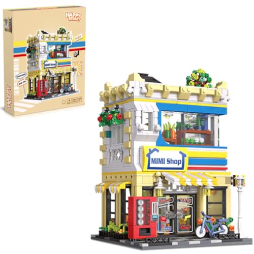 Yunigzmy Technik Architecture Modellbausatz, 1389 Teile Minishop Bausteinmodell, Klemmbausteine MOC Mini Bausatz Bauspielzeug, Nicht Kompatibel mit Großen Marken von Yunigzmy