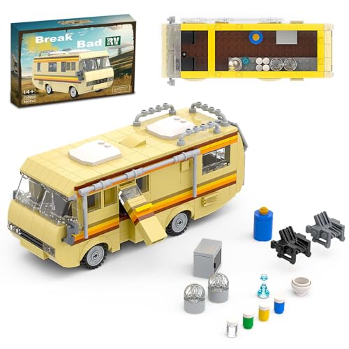 Yunigzmy Technik Breaking Bad RV Bausteine, 360 Klemmbausteine Klassische Filme Walter White RV Modell Bausatz, MOC Break Bad Car Bausatz Geschenke Spielzeug für Erwachsene Kinder von Yunigzmy