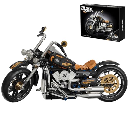 Yunigzmy Technik Motorrad Bausteine für Hanley Car, 445 Klemmbausteine Motorrad Modellbausatz, MOC Supermotorrad Bausatz Geschenke Spielzeug für Erwachsene Kinder von Yunigzmy