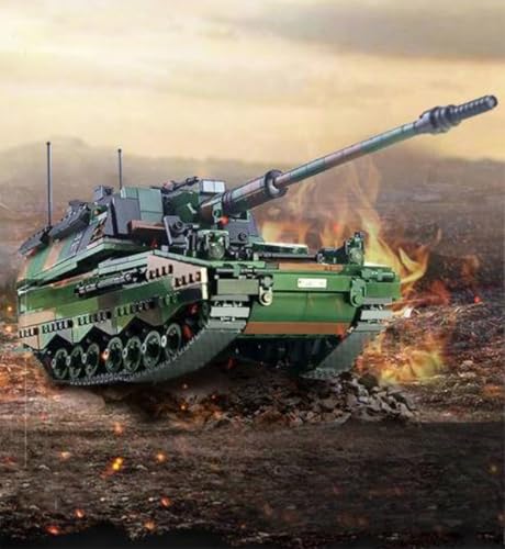 Yunigzmy Technik Panzer Bausteine für Panzerhaubitze 2000, 1345 Klemmbausteine Militär Panzer Modellbausatz, MOC Zweiter Weltkrieg Tank Bausatz Geschenke Spielzeug für Erwachsene Kinder von Yunigzmy