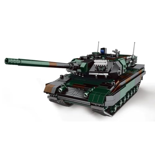 Yunigzmy Technik Panzer Bausteinmodell, 1346 Teile Kampfpanzer Leopard 2A6 Panzer-Modellbausatz, Klemmbausteine MOC Tank Bausatz Bauspielzeug, Kompatibel mit Großen Marken von Yunigzmy