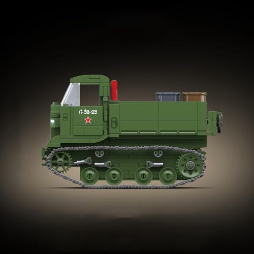 Yunigzmy Technik Panzer Modellbausatz, 733 Teile STZ-5 Medium Tractor Bausteinmodell Klemmbausteine, MOC Tank Bausatz Bauspielzeug, Nicht Kompatibel mit Großen Marken von Yunigzmy