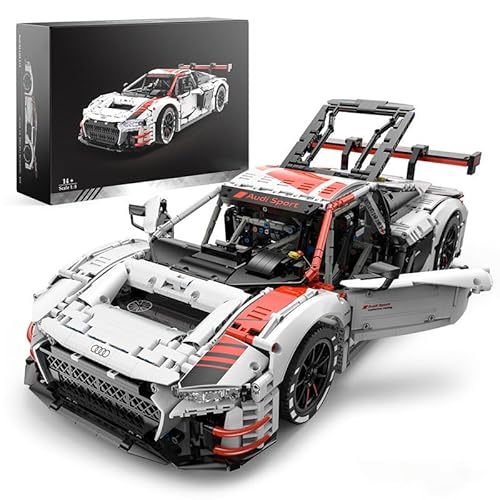 Yunigzmy Technik Sportwagen Bausteine für Audi R8 LMS GT3, 3314 Klemmbausteine Sportwagen Modellbausatz, MOC Supersportwagen Bausatz Geschenke Spielzeug für Erwachsene Kinder von Yunigzmy