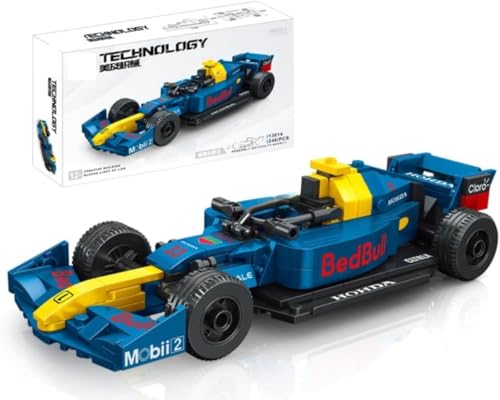 Yunigzmy Technik Sportwagen Bausteine für Ferrari F1, 238 Klemmbausteine Sportwagen Modellbausatz, MOC Supersportwagen Bausatz, Geschenke Spielzeug für Erwachsene Kinder (Blau) von Yunigzmy