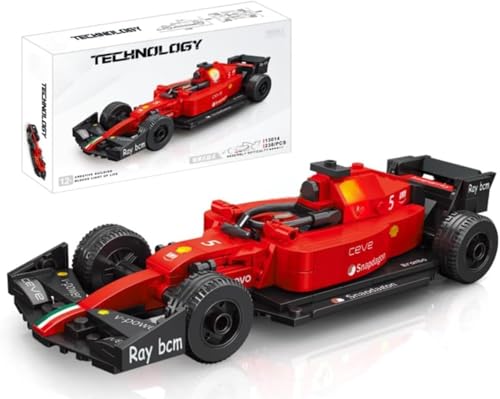 Yunigzmy Technik Sportwagen Bausteine für Ferrari F1, 238 Klemmbausteine Sportwagen Modellbausatz, MOC Supersportwagen Bausatz, Geschenke Spielzeug für Erwachsene Kinder (Rot) von Yunigzmy