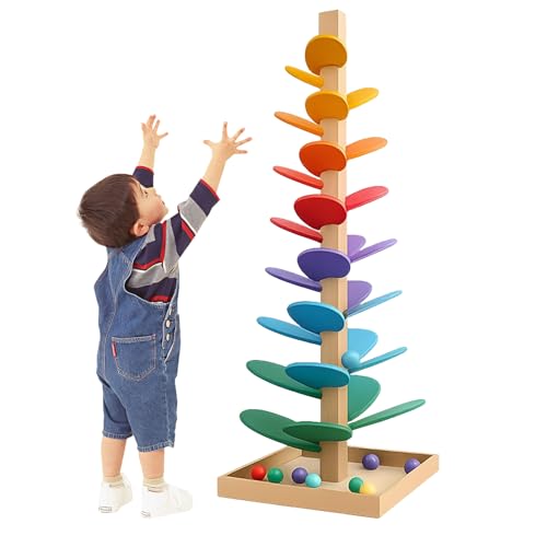 Kugelbahn Holz, 71 cm Klangbaum, 30 Regenbogen Murmelbahn mit 10 Regenbogenbällen, 6 Bunte Ebenen, Klangturm Holz, Montessori Spielzeug für Kinder ab 3 Jahren Kugelbahn Holz, 71 cm Klangbaum, 30 Regenbogen Murmelbahn mit 10 Regenbogenbällen, 6 Bunte Ebenen, Klangturm Holz, Montessori Spielzeug für Kinder ab 3 Jahren von Yunlaishaocer
