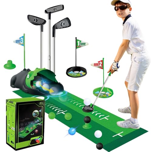 Yunlaishaocer Minigolf Set Spielzeug für Kinder,18PCS Minigolf für Zuhause,Golf Putting Matte mit 3 Bunten Golfschläger,8 Bälle,Mini Golf Set Outdoor Spielzeug für Mädchen, Jungen und Golfbegeisterte von Yunlaishaocer