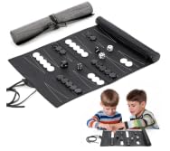 Yunlaishaocer Backgammon Spiel Set, Schwarz Reise Backgammon, 34.5X 24.5cm Back Gammon Spiel Klassisches Brettspiel, Tragbares Backgammon-Set für Camping und Reisen, 2 Spieler Backgammon Reise von Yunlaishaocer