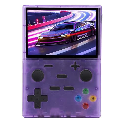 Yunseity Handheld-Retro-Spielekonsole, Tragbare Spielekonsole für -System 4 Core ATM 7051 CPU für Reisen (Transparentes Violett) von Yunseity