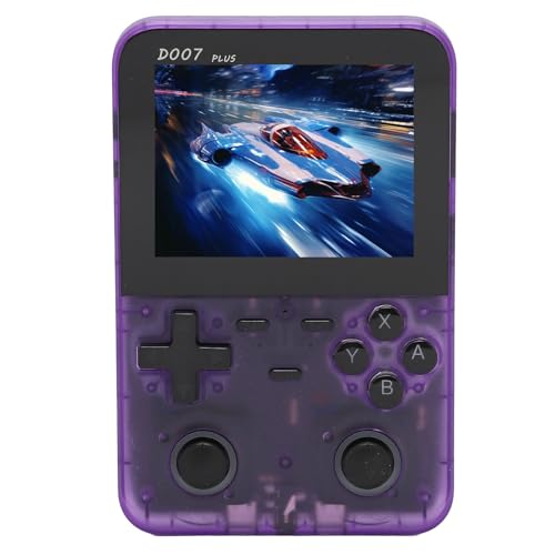 Yunseity Retro-Spielekonsole, Gekreuzte Richtungstaste, 2500 MAh Li-Akku, Handheld-Spielekonsole für Tägliche Unterhaltung (Transparentes Lila) von Yunseity