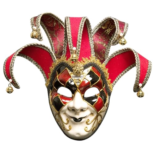 Maskerade-Maske für Herren Damen Venezianische Party-Masken Vintage-Halloween-Kostüm Karneval-Maske Weihnachten für Kostüm Cosplay Abschlussball Karneval Zubehör für Karneval Party (Red, One Size) von Yunyahe