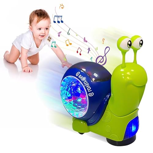 Yuragim Baby Krabbel Spielzeug 6-18 Monate, Schnecke Krabbelspielzeug mit Lichter und Musik, Crawling Snail Baby Toys, Pädagogisches Spielzeug Baby,Geschenke für Kinder kinderspielzeug ab 2 Jahre von Yuragim