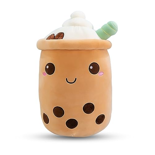 Yuragim Bubble Tea Kuscheltier, 25 cm Bubble Tea Plüschtier Kuscheltier Plüschpuppen Weiche Kuscheltier, Milchtee Softpuppe Teetasse Kissen Plüsch, Ostergeschenke für Kinder Jungen Mädchen (Braun) von Yuragim