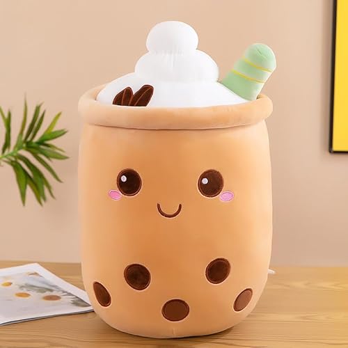 Yuragim Bubble Tea Kuscheltier, 25 cm Bubble Tea Plüschtier Kuscheltier Plüschpuppen Weiche Kuscheltier, Milchtee Softpuppe Teetasse Kissen Plüsch, Ostergeschenke für Kinder Jungen Mädchen (Braun) von Yuragim