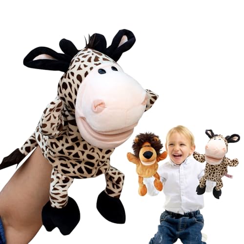 Yuragim Handpuppen für Kinder, Tier Handpuppen Spielzeug für Kinder, Plüschtiere Kinderhandpuppen mit Beweglicher Offener Mund für Geschichtenerzählen Unterricht Vorschule Geburtstagsgeschenke Giraffe von Yuragim