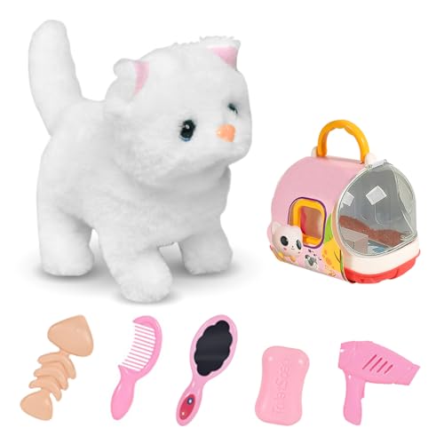 Yuragim Katze Spielzeug Kinder, Katze Elektrisch Spielzeug für Kinder, Interaktives Plüschtier Katze Weiß Realistische Haustierkatze die läuft, miauen, Geschenk für Kinder Mädchen 3 4 5 6 7 Jahre Yuragim Katze Spielzeug Kinder, Katze Elektrisch Spielzeug für Kinder, Interaktives Plüschtier Katze Weiß Realistische Haustierkatze die läuft, miauen, Geschenk für Kinder Mädchen 3 4 5 6 7 Jahre von Yuragim