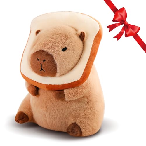 Yuragim Plüschtier Capybara Kuscheltier Brot Stofftier, 30 cm Kawaii Capybara Plüsch Plüschtier Kissen Stofftier Spielzeug Wasserschwein Plüsch Wurfkissen Geburtstagsgeschenk für Kinder Mädchen von Yuragim