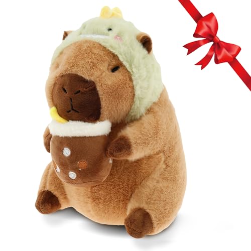 Yuragim Plüschtier Capybara Kuscheltier Brot Stofftier, 30cm Kawaii Capybara Plüsch Plüschtier Kissen Stofftier Spielzeug Wasserschwein Plüsch Wurfkissen Geschenk für Kinder Mädchen (Dino) von Yuragim