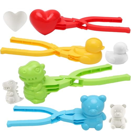 Yuragim Schneeballmacher, 4 Stück Schneeball Maker Clip Set, Schneeballzange, Schneespielzeug für Kinder, für Schneeballschlachten, Winter Outdoor-Aktivitäten, Strand Sand Lehm Form Werkzeuge von Yuragim