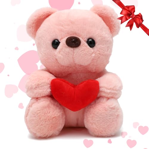 Yuragim Teddybär für Freundin, 23cm Teddy Plüschbär mit Herz Plüsch-Bär Stofftier Teddy Plüschtier Kuscheltier Teddybär Plüschteddy Kuscheltier Schmusetier Valentinstag Geburtstag Geschenke für Frauen von Yuragim