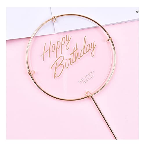 Yurosiay 5 Stück Happy Birthday Kuchen Topper Acryl Bronzieren Cake Topper Rund Kuchen Topper Geburtstag Acryl Tortenstecker Tortendeko Kuchen Deko Geburtstag Kuchen Zubehör Transparente von Yurosiay