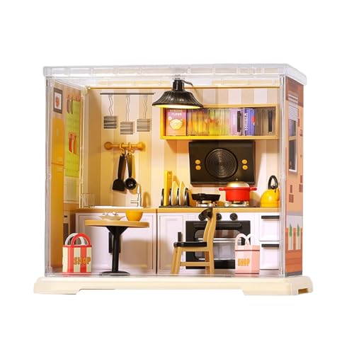 Yurosuis Miniatur Haus Bausatz | Kleines Haus Baumodell Spielzeug Set,Miniatur Café Küchen Modell Bausatz Für Jugendliche Anzeigeschrank Yurosuis Miniatur Haus Bausatz | Kleines Haus Baumodell Spielzeug Set,Miniatur Café Küchen Modell Bausatz Für Jugendliche Anzeigeschrank von Yurosuis