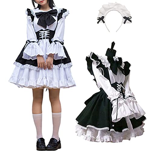 Yusat Damen Maid Outfit Anime Langes Kleid Schwarz und Weiß Schürze Kleid Cosplay Kostüm vier Jahreszeiten Yusat Damen Maid Outfit Anime Langes Kleid Schwarz und Weiß Schürze Kleid Cosplay Kostüm vier Jahreszeiten von Yusat