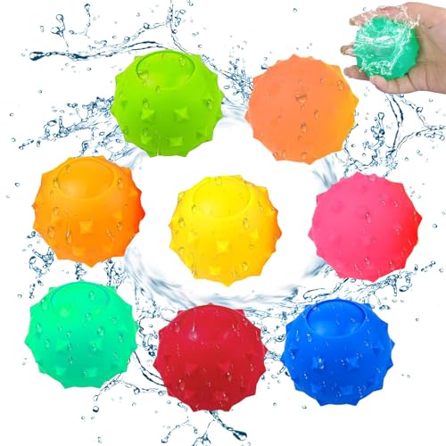 8 Stück Wasserbomben Wiederverwendbar, Eine Sekunde Schnellfüller Selbstschließend Wasserbälle Set, Silikon Wasserspielzeug Outdoor für Kinder und Erwachsene, Pool Spielzeug, Wasserspielzeug von YushengTai