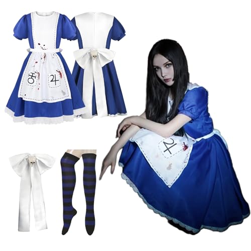 Maid Dress - Alice Madness Returns Cosplay, Blau Maid Outfit Bloodstained, Cosplay Kostüm Damen, Klassisches Cosplay Alice Kostüm, Faschingskostüm Damen, Halloween Party Karnevals Kostüm, 2XL Maid Dress - Alice Madness Returns Cosplay, Blau Maid Outfit Bloodstained, Cosplay Kostüm Damen, Klassisches Cosplay Alice Kostüm, Faschingskostüm Damen, Halloween Party Karnevals Kostüm, 2XL von YushengTai