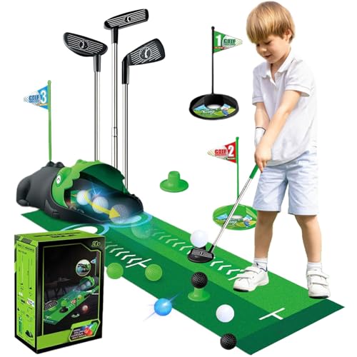 18pcs Minigolf SchläGer Set Spielzeug für Kinder, Minigolf für Zuhause, Indoor Outdoor Golfkoffer Spiel Set Mit 3 Einstellbare LäNge GolfschläGern, 8 BäLlen & 1 Putting Matte - für Kindergolffans von YushengTai