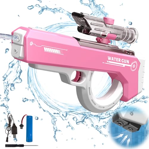 Wasserpistole Elektrisch mit Automatischer Wasseraufnahme, Electric Water Gun, Wasserspritzpistole, Elektrische Wasserpistole mit Super Große Reichweite für Pool Garten Strand Wasserspielzeug (Rosa) von YushengTai