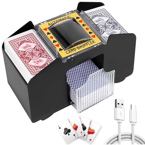 YushengTai Automatischer Kartenmischmaschine, Kartenmischer für 1-4 Deck, Elektrische Kartenmischmaschine USB-C/Batteriebetriebener, Kartenmischgerät für Poker, UNO, Omaha, Baccarat, Texas Hold Em von YushengTai