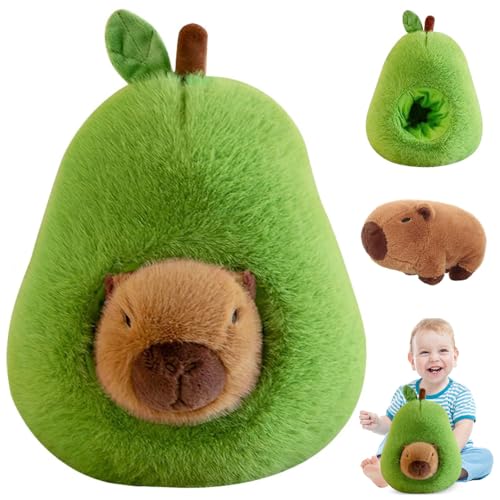 YushengTai Capybara, 35cm Capybara Kuscheltier Abnehmbare Stofftiere, Capybara Plüschtier Avocado Kuscheltier Plüschtier Avocado Puppe Kinder Geburtstagsgeschenk von YushengTai