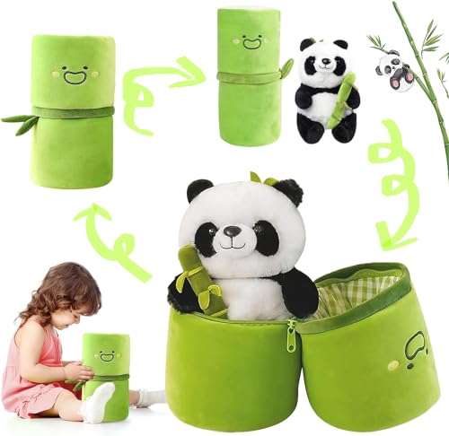 YushengTai Panda Kuscheltier, Flauschige Panda-Puppe, 35cm Panda Plüschtier Stofftier, Panda Plüsch-Plüschtier, Bambus Plüsch Panda-Plüschtier Panda versteckt Sich in Bambusbeutelspielzeug von YushengTai