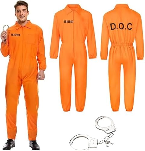YushengTai Sträfling Kostüm Herren Set, Häftling Kostüm Herren, Gefangener Kostüm Herren mit Handschellen, Häftling Kostüm, Prisoner Overall Costume, Party Outfit für Cosplay Karneval, L YushengTai Sträfling Kostüm Herren Set, Häftling Kostüm Herren, Gefangener Kostüm Herren mit Handschellen, Häftling Kostüm, Prisoner Overall Costume, Party Outfit für Cosplay Karneval, L von YushengTai