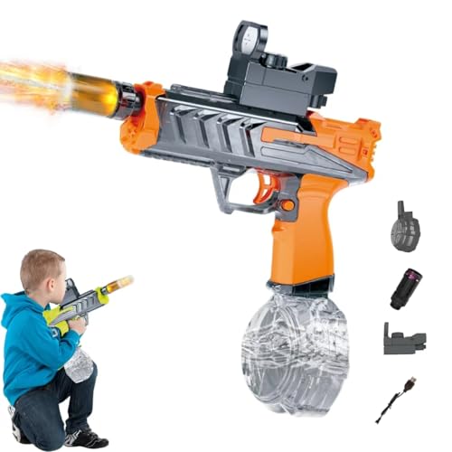 Automatische Wasserpistole Elektrisch mit Licht, Wasserpistole Elektrisch für Erwachsene und Kinder, Große Kapazität Wasser Pistole Max Range 32ft für Strandpool Wasserspaß Spielzeug (Orange) von YuuFcy