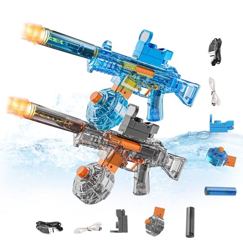 Elektrische Wasserpistole Mit Blitz Effekten, Automatische Hydroblaster Wasserpistole, Wiederaufladbarer Batterie Pistole, Für Kinder,Erwachsene Strandpool Wasserspaß Spielzeug (Schwarz+Blau) von YuuFcy