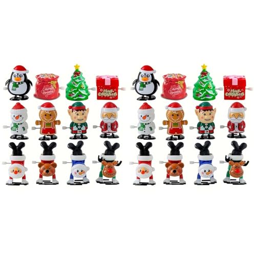 YuuFcy Aufziehspielzeug Rentier Pinguin Schneemann Weihnachtsmann Figur Aufziehfigur, Weihnachts-Aufziehspielzeug für Kinder&Erwachsene, Weihnachten Deko Figuren (24PCS) von YuuFcy